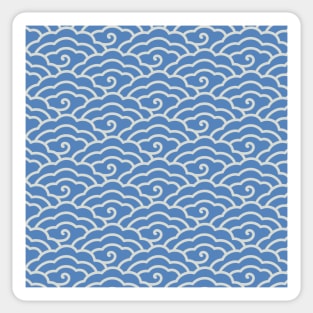 Traditional Chinese Cloud Pattern - Hong Kong Retro Light Blue with Cream Sticker